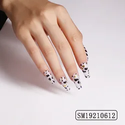 Custom design cow print long ballet false nail tips handmade full cover designer acrylic press on nail for holiday