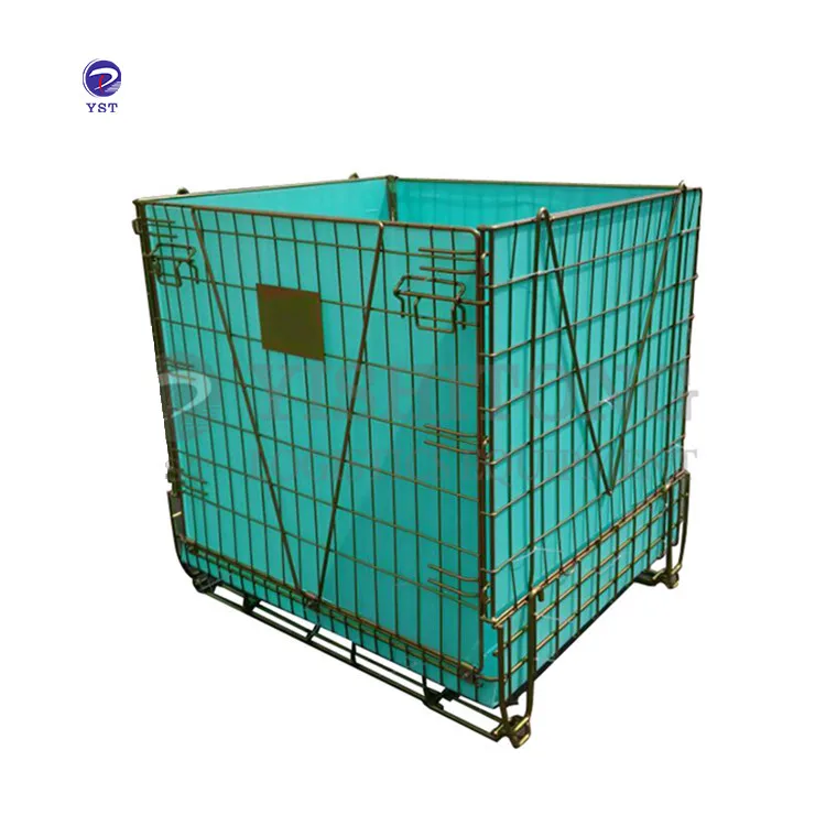 Collapsible folding storage cage/mesh container with pp