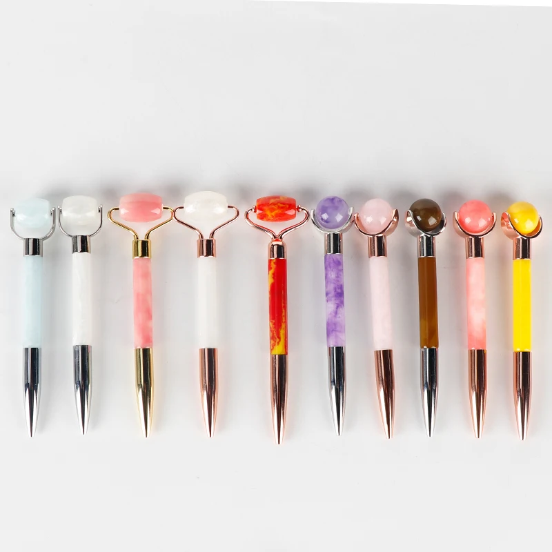 2024new massage products jade roller v face lifting tool facial beauty skincare massager writing signature ballpoint pen gel pen