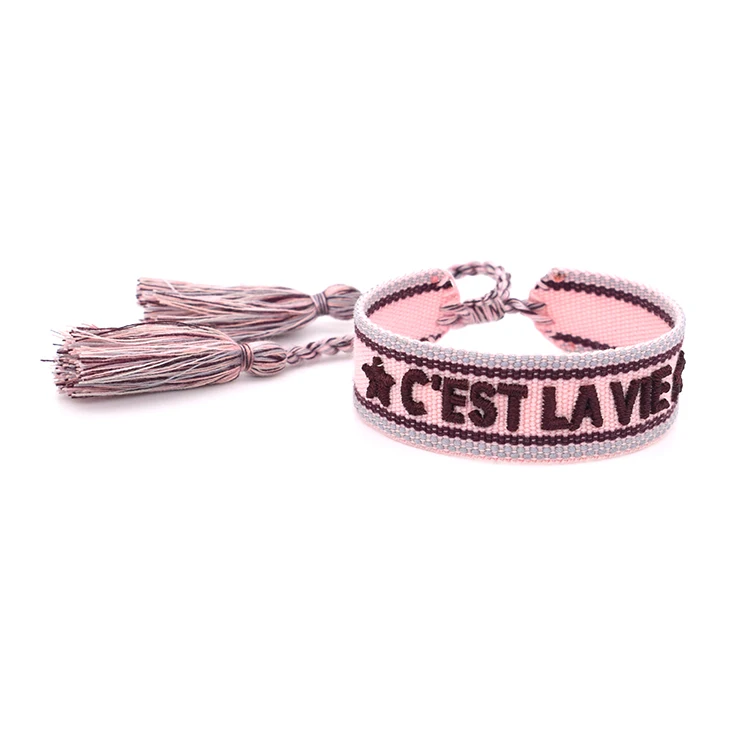 Bohemian Tassel Embroidered Love Knitted Letters Braided Rope Bracelet,Adjustable Bracelet with words