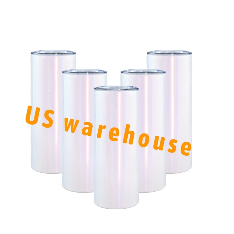 USA warehouse stocked 20 25 oz skinny straight stainless steel double wall blanks shimmer glitter sublimation tumbler
