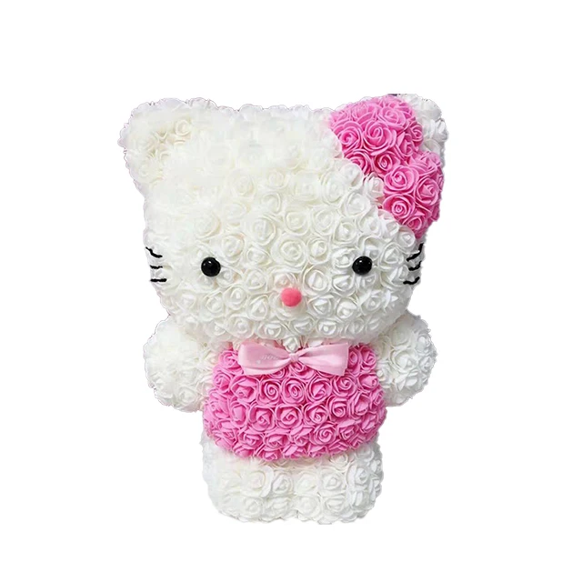Ammy оптовая цена Роза Hello Kitty 50 см пенопластовая кошка искусственный цветок из пенопласта стоящая для подарка