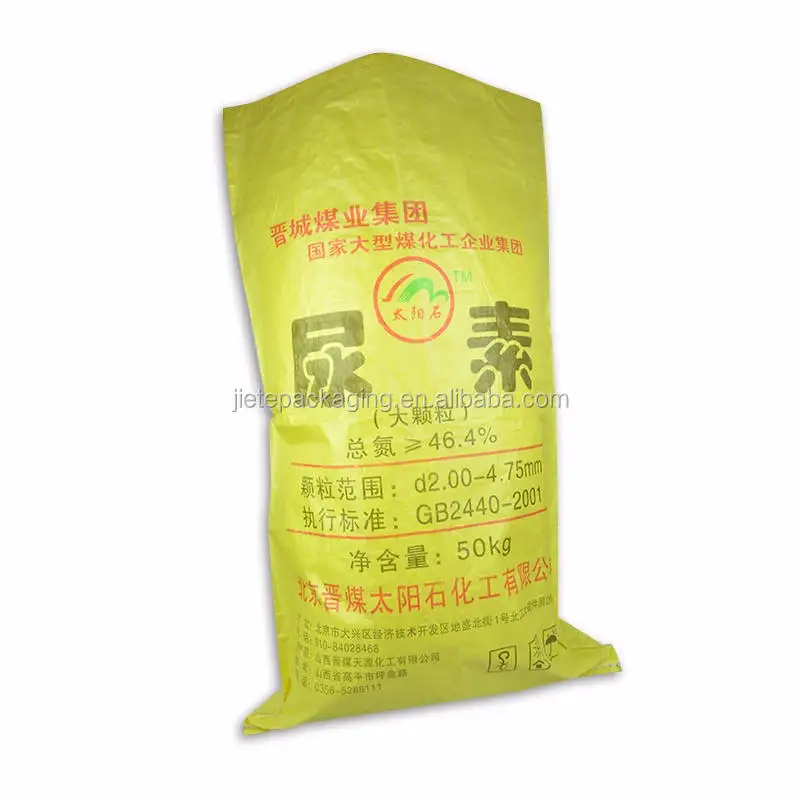 Yellow Color Plastic Pp Woven Packaging Bags Price For 10kg 25kg 50kg Rice, Urea Fertilizer, Feed