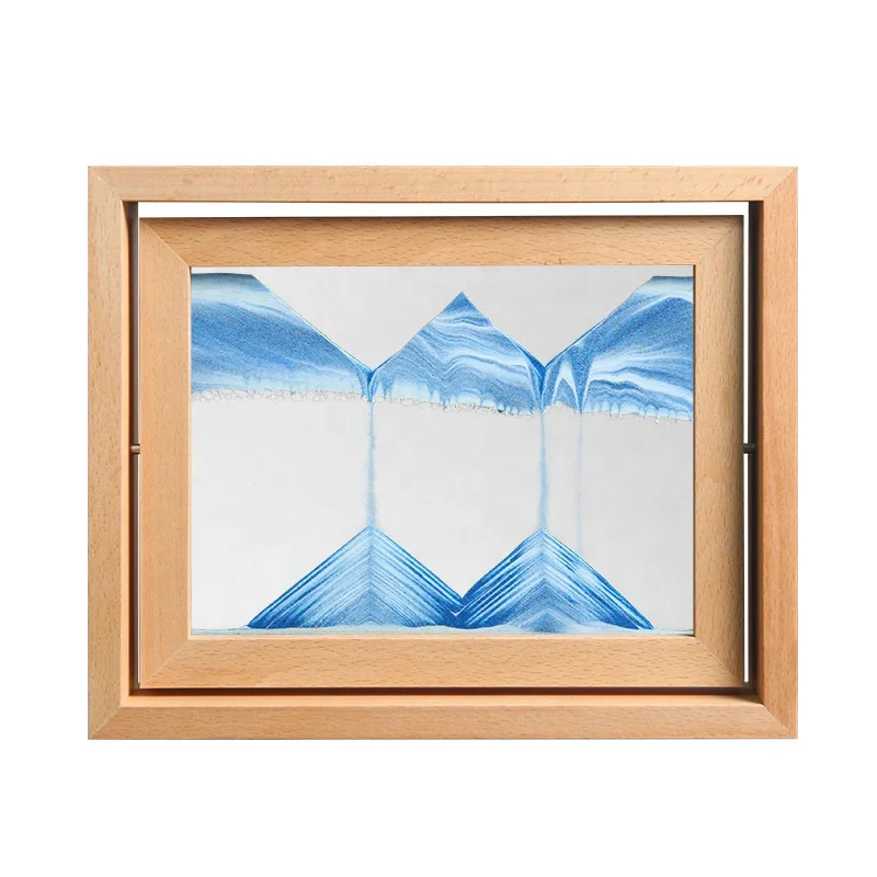 Custom Decorations For Home 3d Moving Sand Art Picture With Beech Wood Frame 3d Moving Sand Art With Rotating Frame Wood
