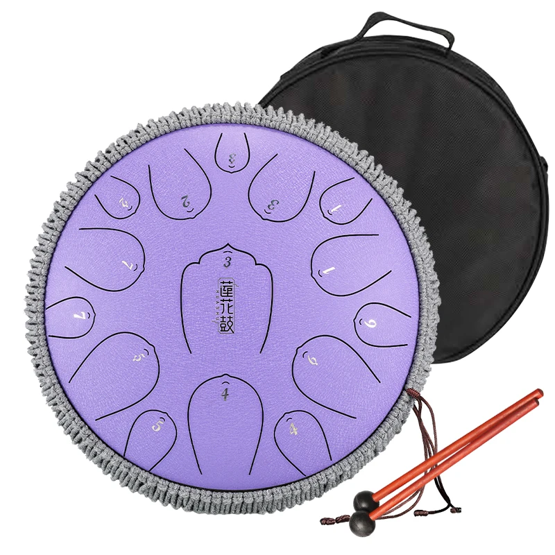 Hluru Steel Tongue Drum Kit 15 Notes 13 Inch Hanpan Tank Drum High Quality Musical Instruments THL15