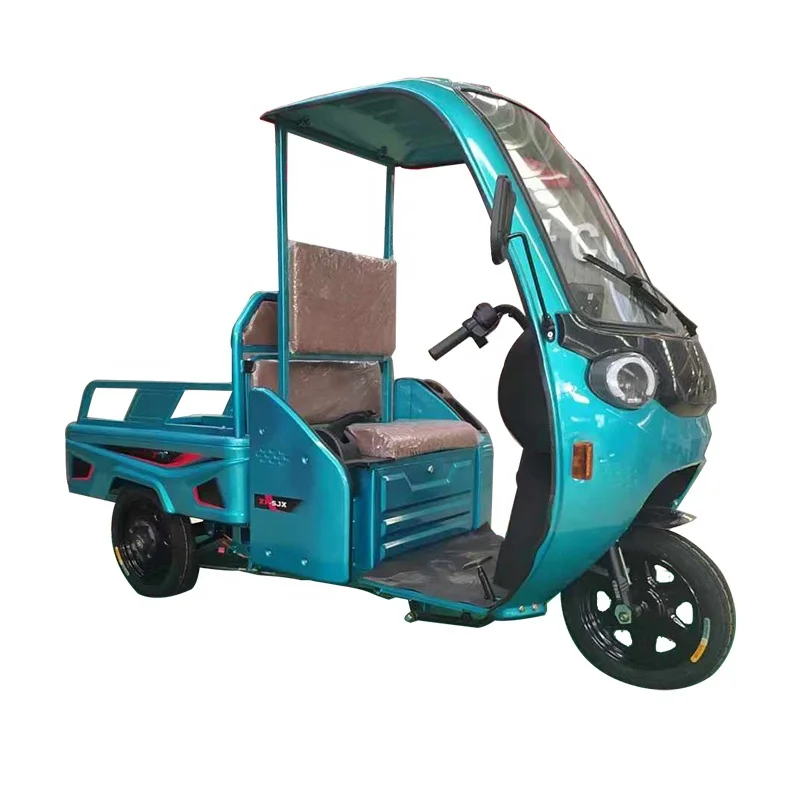 2024 New Design 3-Wheel Steel Electric Trike Closed Body Cargo Tricycle with Windshield Motorized 60V Electron Drive