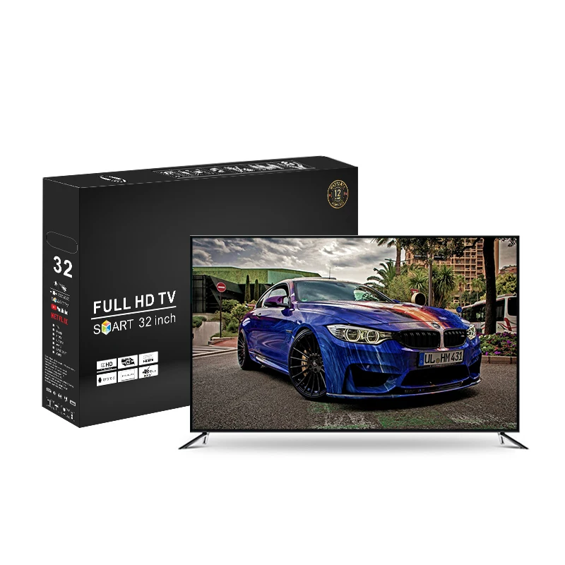 Metal Frame 32 inches Tempered 2K FHD LED Tv 32 inch Television Smart Tv