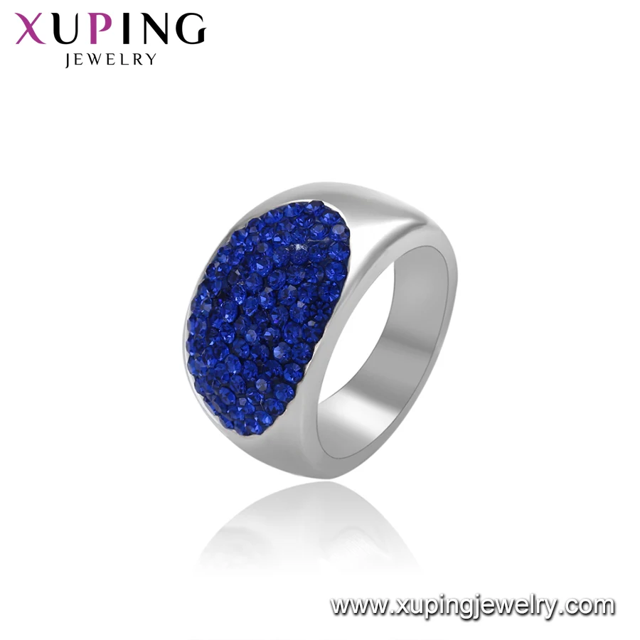 16260 XUPING Rhinestone Color Rings Fashion Jewelry for Men Wholesale Charm Crystal Inlaid Blue Rhinestones Ring for Man
