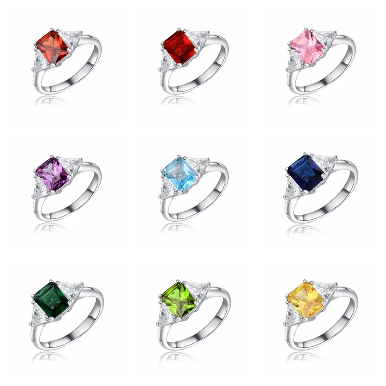 Keiyue Wholesale Custom 925 Sterling Silver Rings New Design Exquisite Simple For Women Daily Wear Red Cubic Zircon Ring