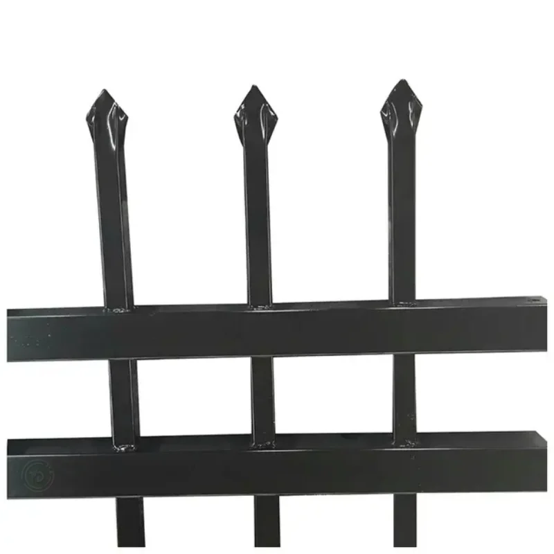 Outdoor Garden Security Powder Coated Steel Tubular Fence Wrought Iron Fence Panels Wrought Black Steel Picket Fence