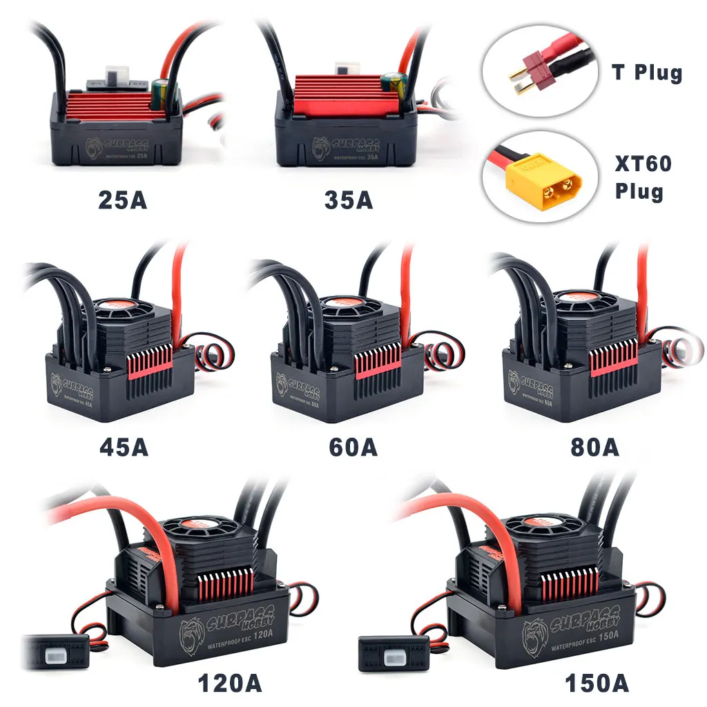 Surpass Hobby KK 25A 35A 45A 60A 80A 120A 150A waterproof ESC Red & Black for remote control boat rc drift boat brushless motor