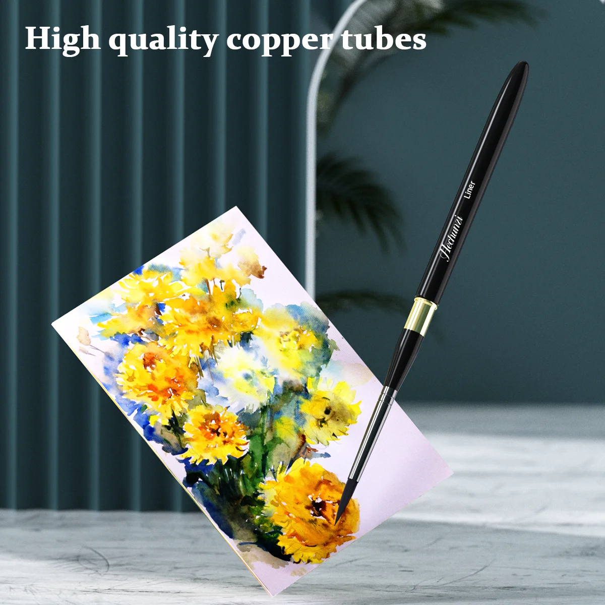 Professional Custom Logo Artist Paint Brush Black Golden Color Travel Watercolor Brushes For Watercolor Painting