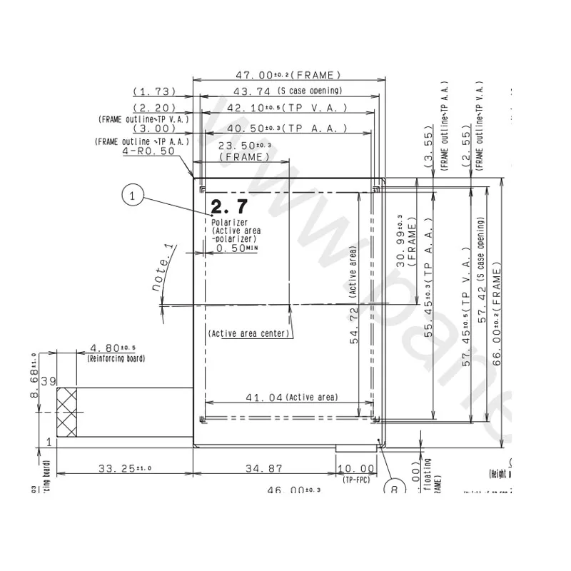 COM27H2P88UTC Ortustech 2.7 Inch TFT LCD Display 240x320 Transflective LCD Panel With 4-wire Resistive Touch