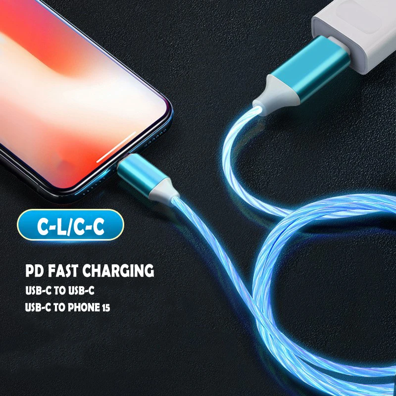 Светящийся 60 Вт USB-кабель для быстрой зарядки