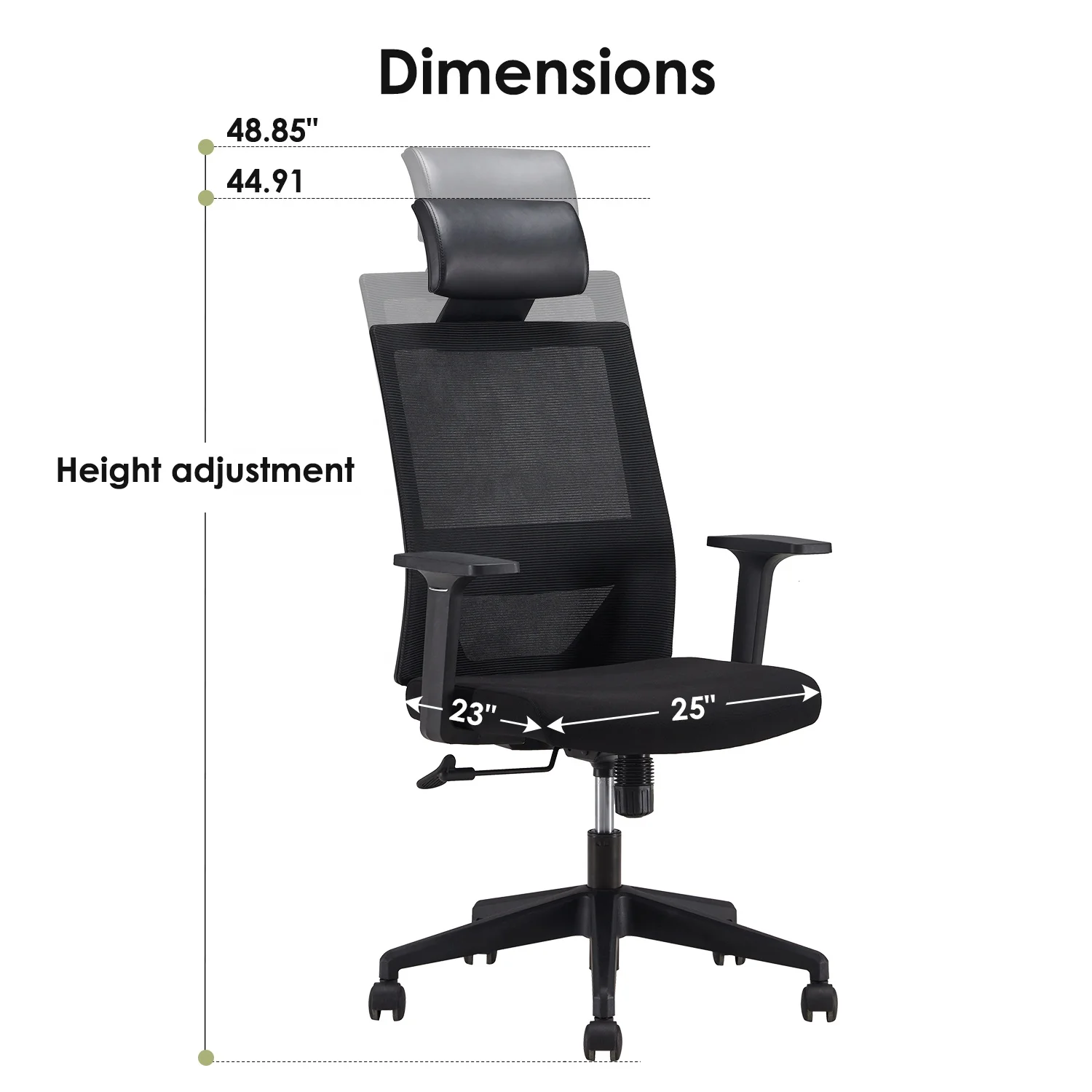 Black Task Staff Fabric Fixed Armrest Office Mesh High Back Office Chair