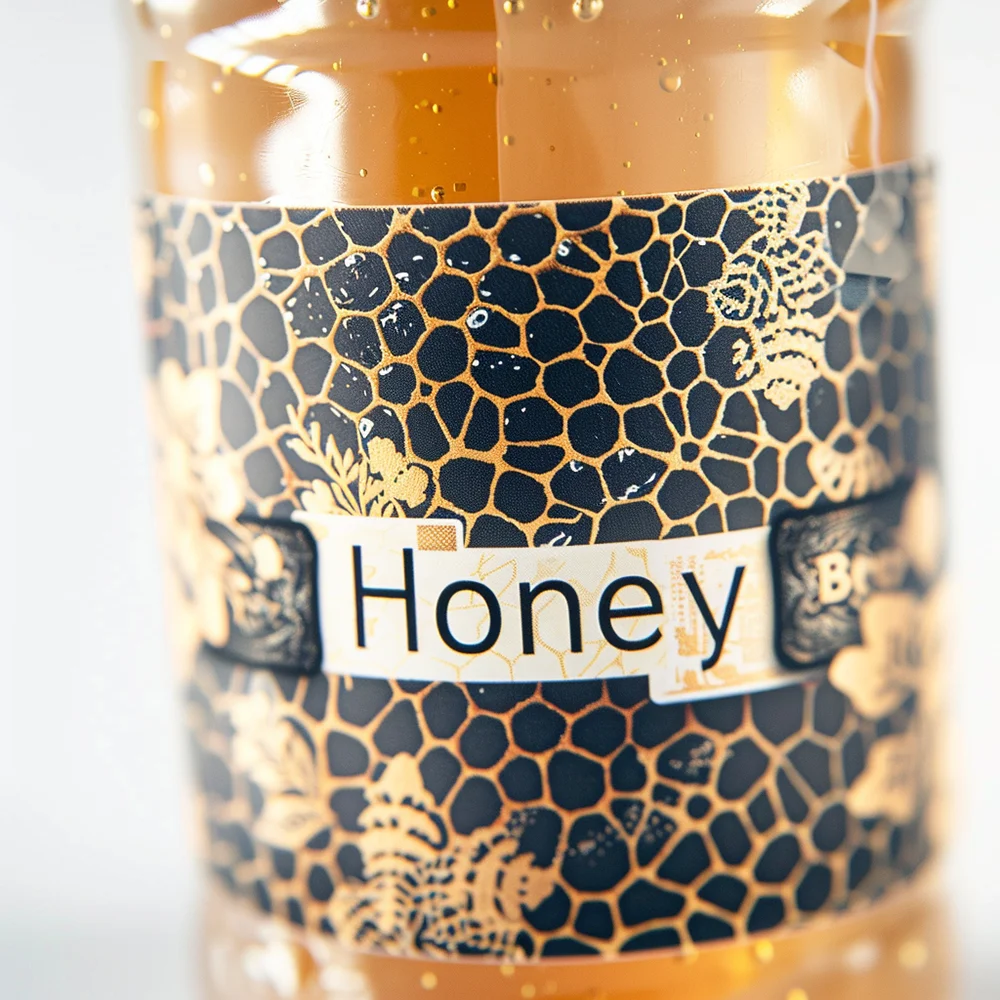 Custom Premium Gold Foil Packaging Labels Printing Honey Brand Hot Stamping Stickers Seasoning Jam Label For Food Jar Bottle