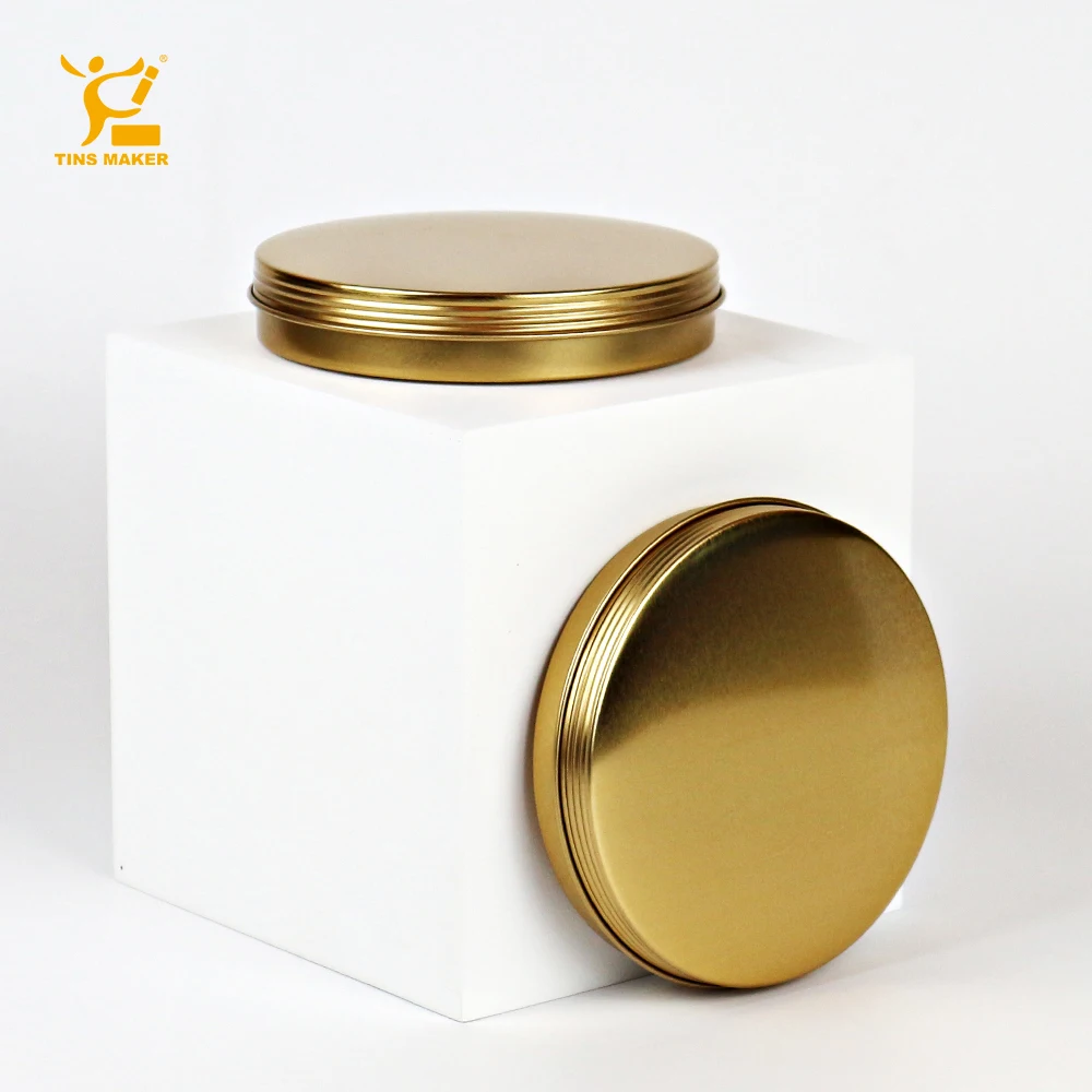 16 oz candle circular tin aluminium screw lid bottles cap round cans gold aluminum tins