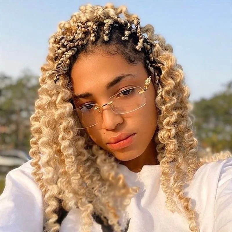 2572 New Metal Leopard Men Frameless Glasses Rimless Rectangular Sunglasses For Female