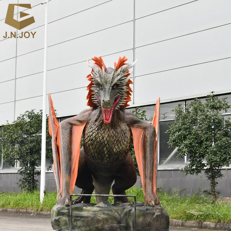 SGAD162 Zigong  Life size mechanical moving dragon realistic red fire dragon animatronic