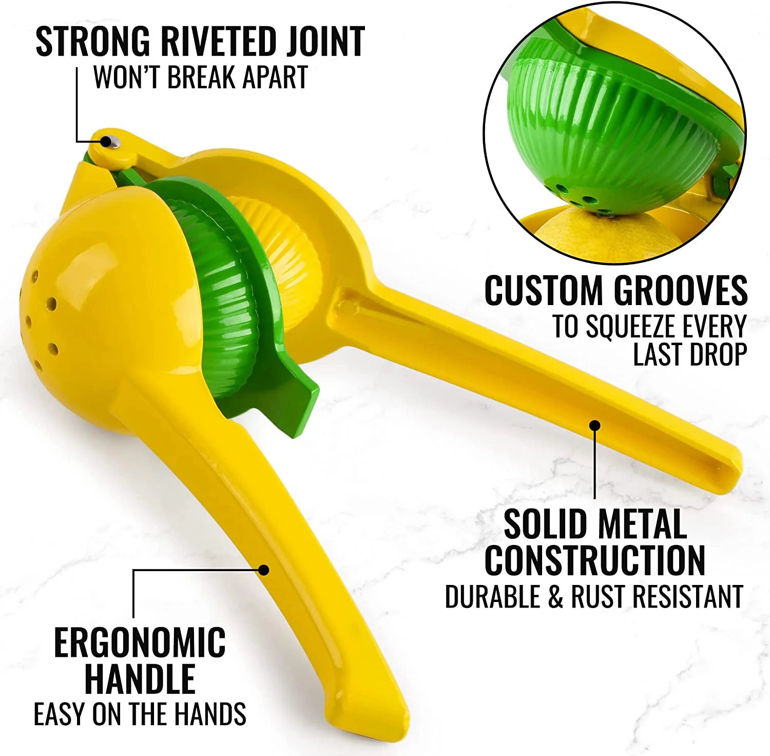 Aluminum Alloy Metal 2-In-1 Lemon Lime Squeezer Hand Pressure Juicer Lemon Squeezer Max Manual Citrus Juicer