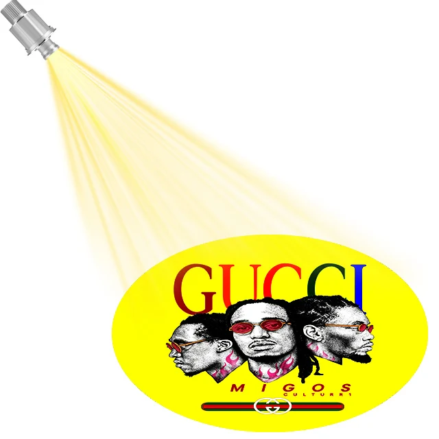 Yufan outdoor water proof 100w advertisement round shape glass lens ceiling wedding logo gobo projector led advertising light