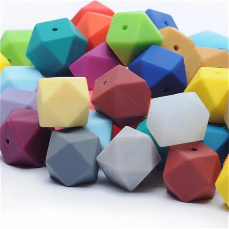 Xiximi 72 Colors BPA Free Baby Teether bead DIY  17mm Hexagon Silicone Beads