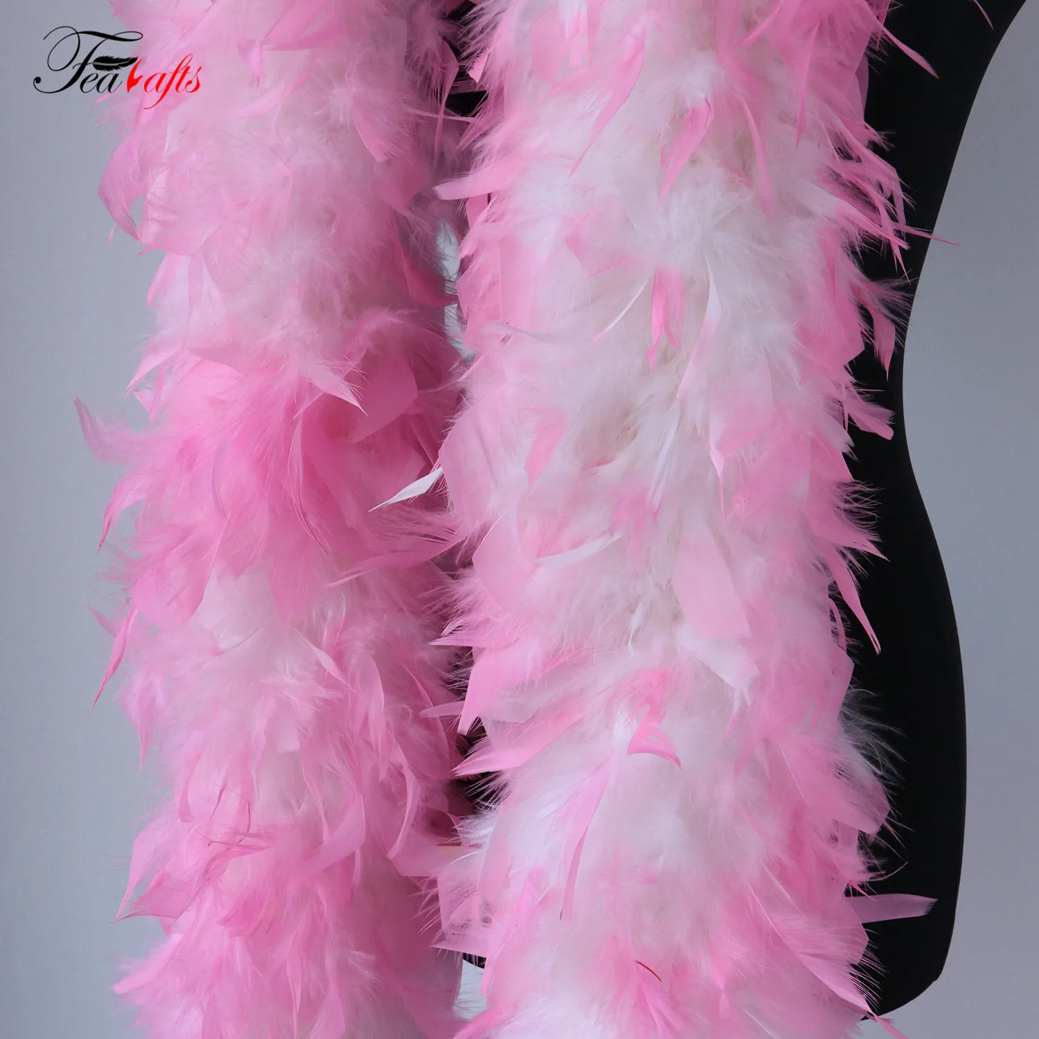 Artificial White And Pink Turkey Plumes Boa 120G Natural Chandelle Feathers Boas For Carnival Party Decoration Costumes