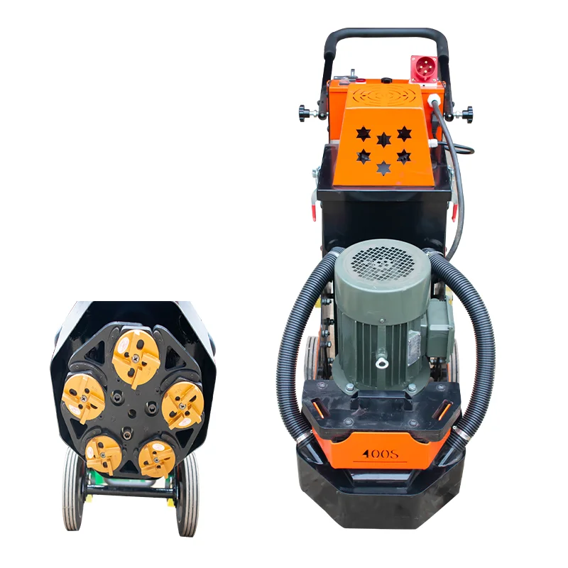 High efficiency concrete grinder with single plate and double suction