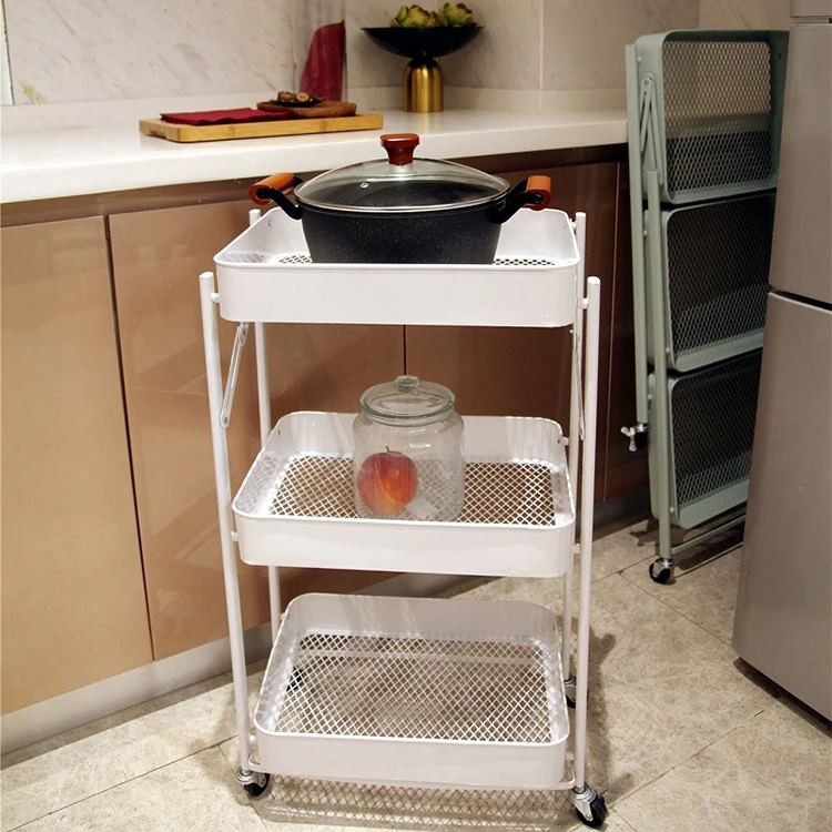 3-tier rolling plastic security  steel metal wire basket  collapsible shopping cart with storage 2 crate storage carts