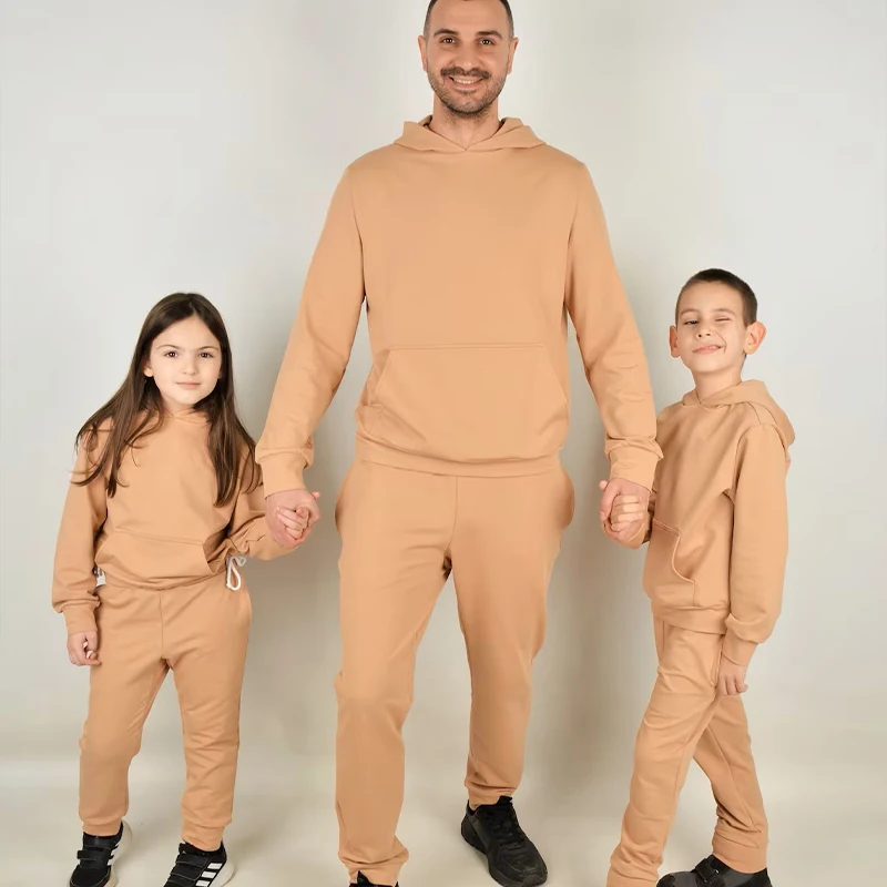 Organic Cotton Matching Family Sweatsuits Outfits Matching Set Activewear Hoodie Set Mom in Daughter Family Matching Outfits