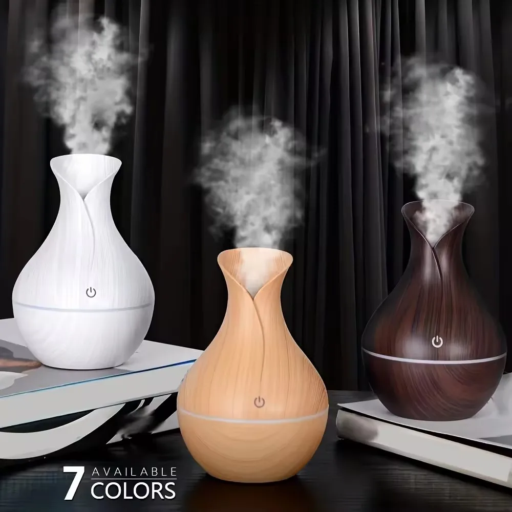 Desktop Mini Wood Grain Ultrasonic Humidifier Cool Mist USB Aroma Essential Oil Diffuser H2O Air Freshener