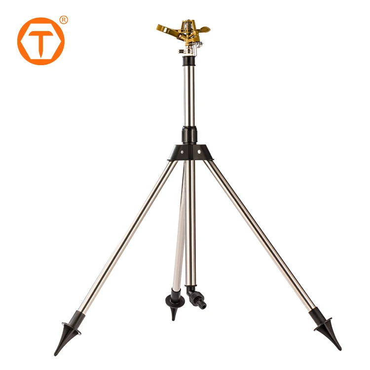Heavy duty irrigation lawn telescopic 360 degree rotating tripod impact water sprinkler for lawn yard garden