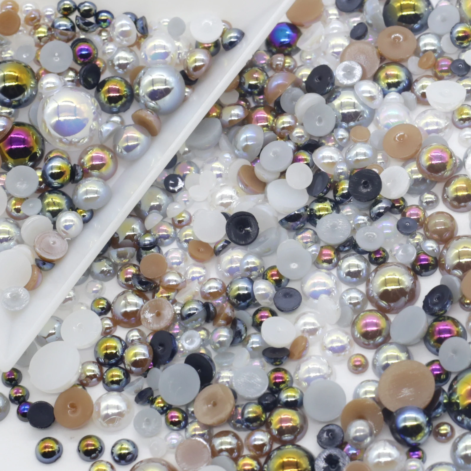 XULIN 2mm-8mm Custom Size 100Kinds Mix Color Flatback ABS Half Round Faux AB Pearls Cabochons Bead For Diy Embellishments