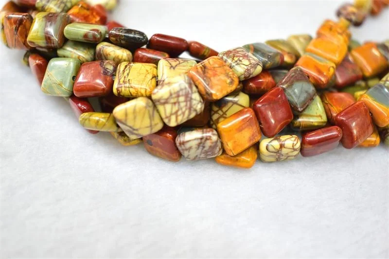 Wholesale A Grade Natural  Smooth Gemstone  Picasso Square Shape Beads Fpr Jewelry Making
