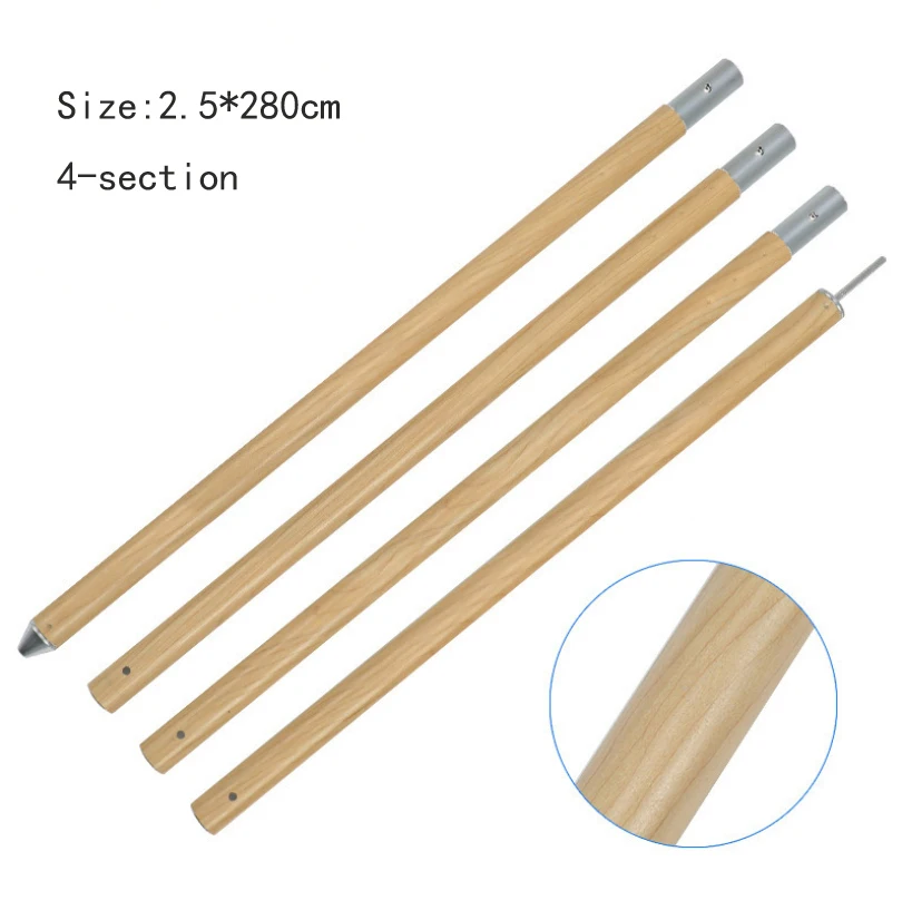 Customized Anodized Folding  Aluminum Adjustable Outdoor Camping Wood Pattern Botton Connection Aluminum Camping Tent Tarp Pole