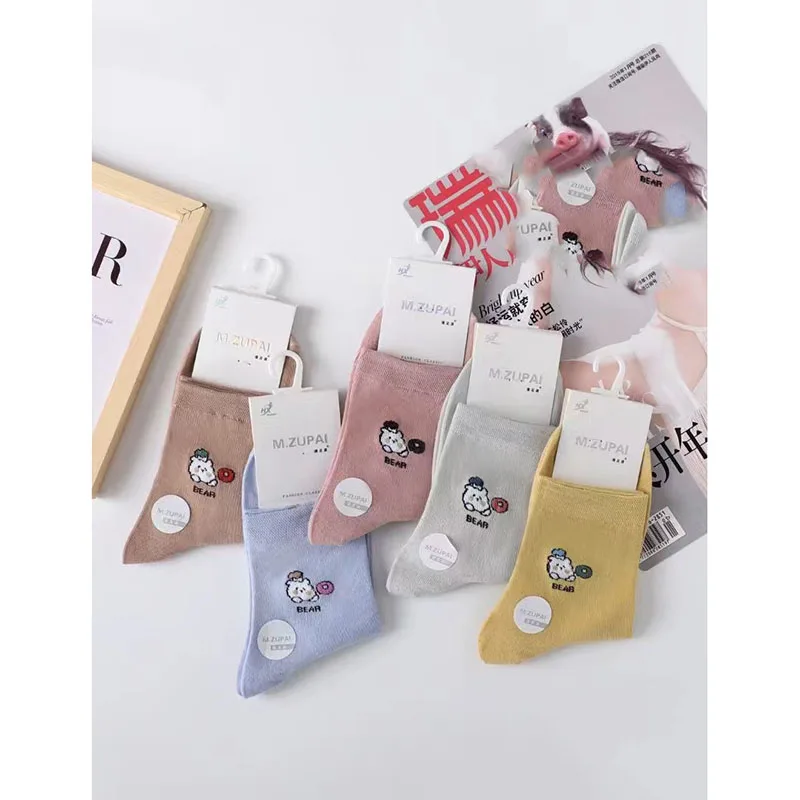 2023 new autumn combed cotton soft comfortable sweet absorbing women long crew socks