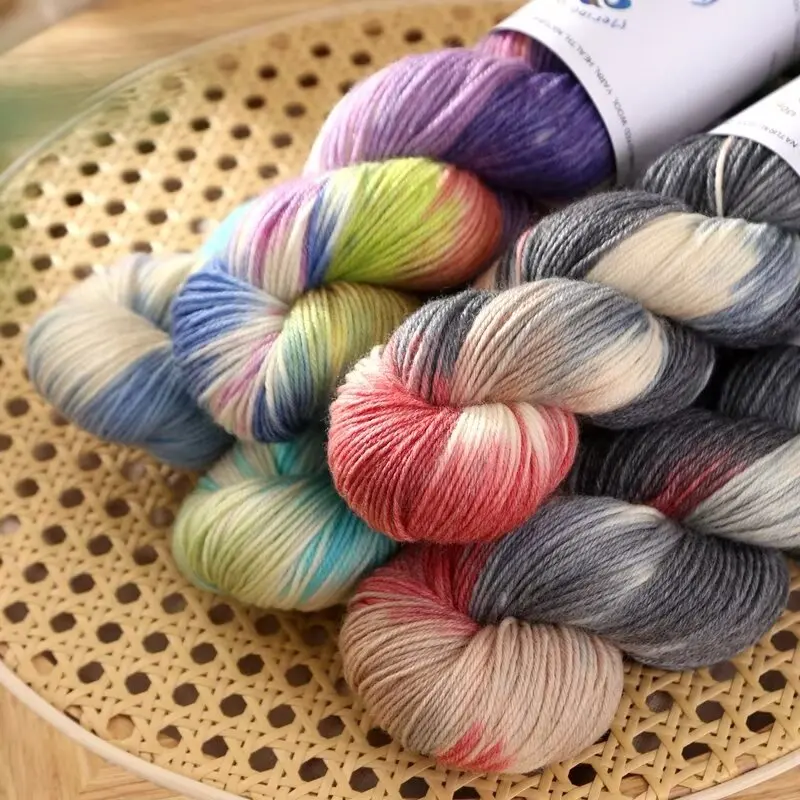 Dimuni Wholesale colorful wool Space dyed crochet yarn cotton hand knitting blended fancy wool yarn