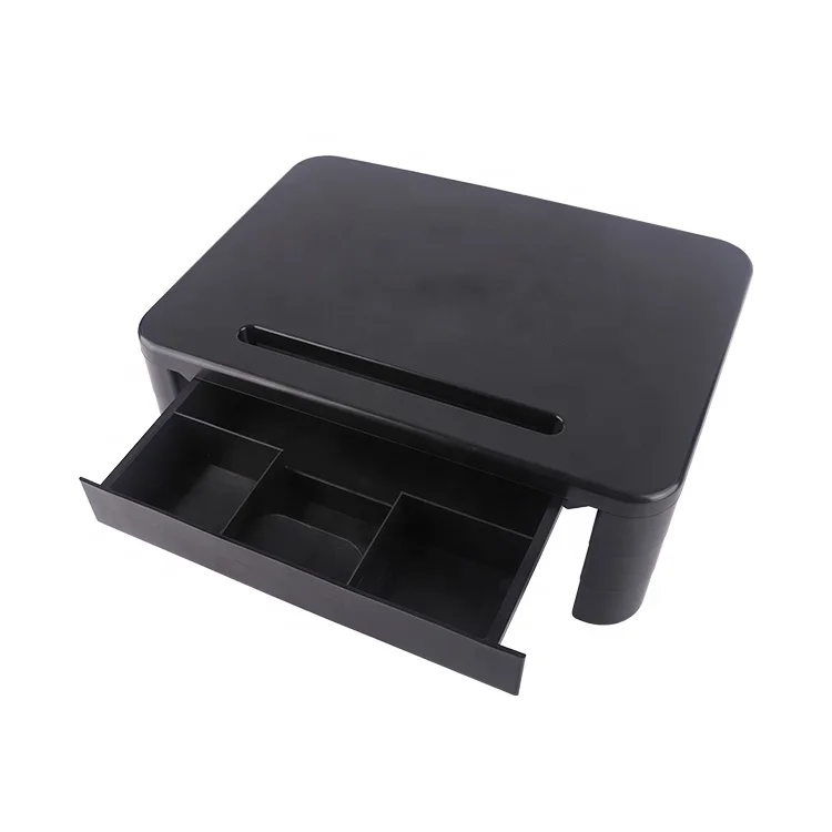 Free standing single monitor arm computer lap desk mount monitor laptop table holder desk stand with organizer drawer