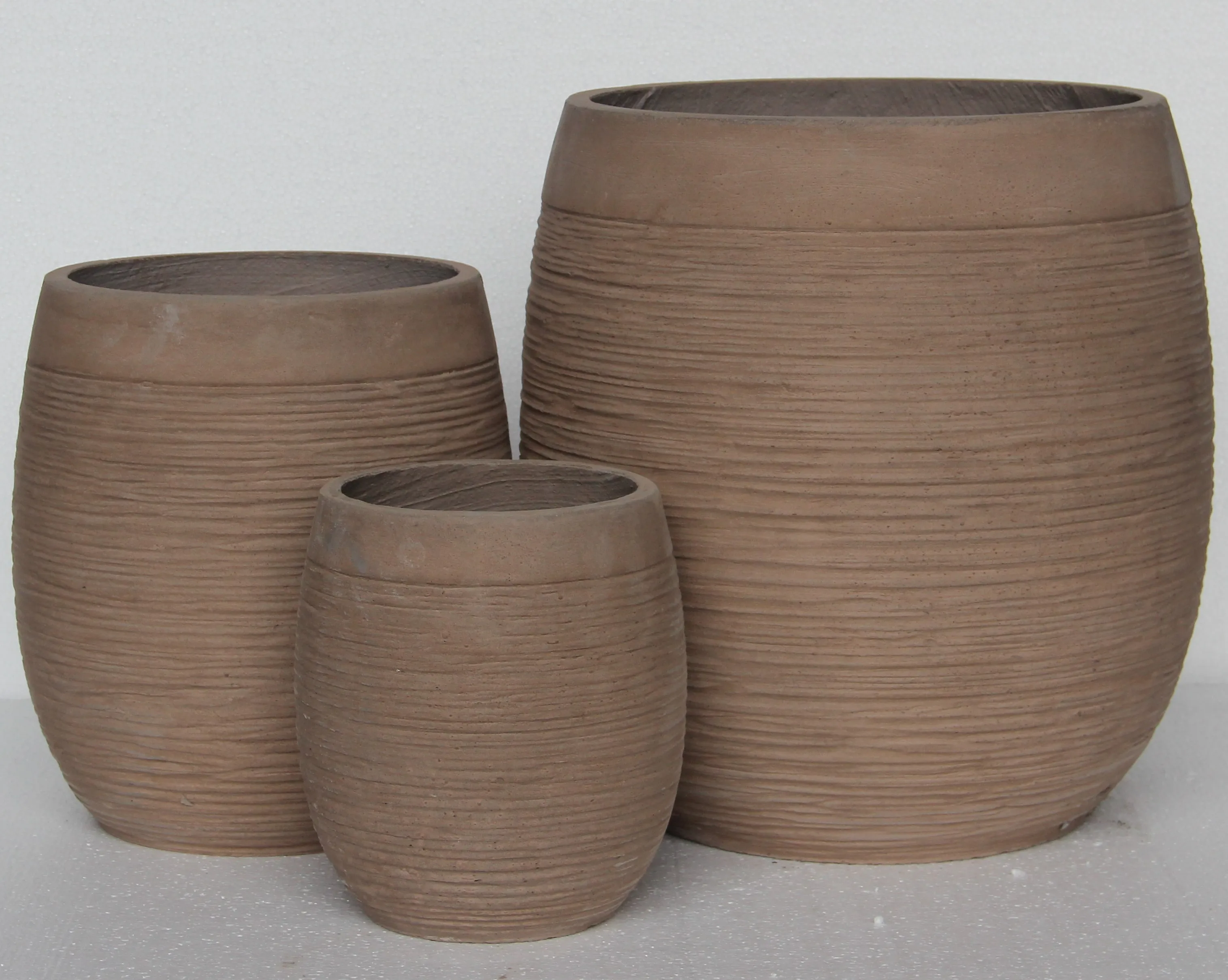 Textured Round FIBERSTONE Pot  for yard or hotel use