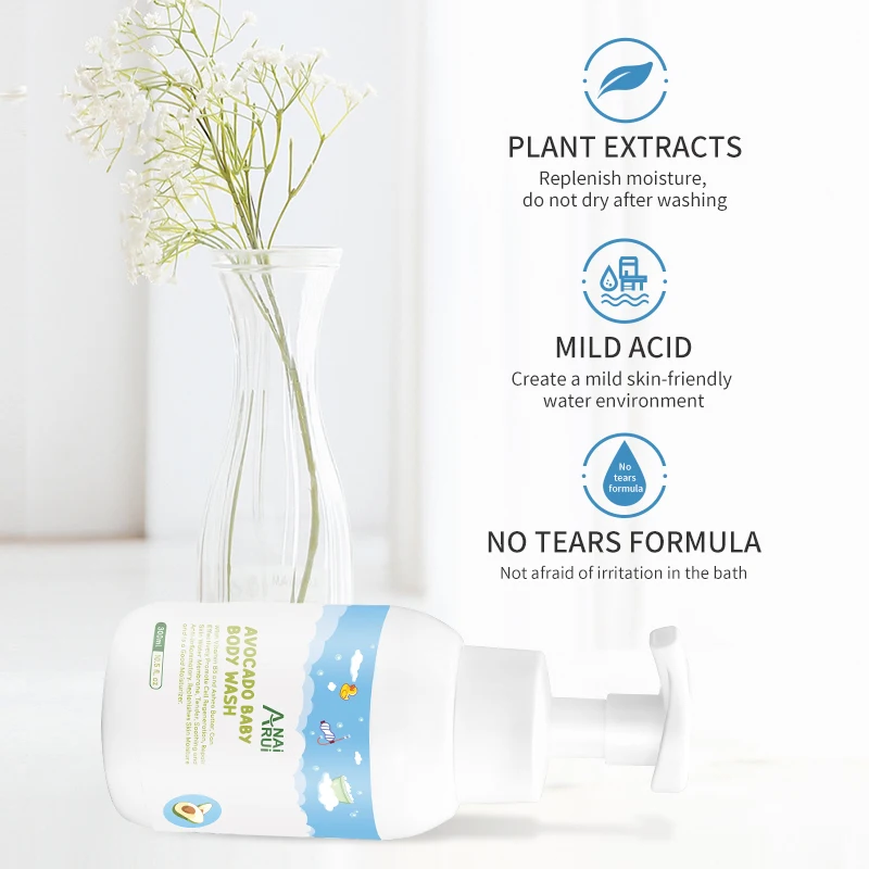 Baby Care Natural Organic Non Irritating Vegan Private Label Customized Avocado Baby Body Wash