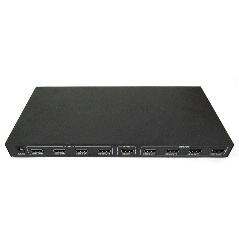 
HDF-S8 Factory Price 1in 8Out HDMI Screen Duplication UHD 4K 8 Port Self Powered 1 x 8 HDMI Splitter Amplifier 