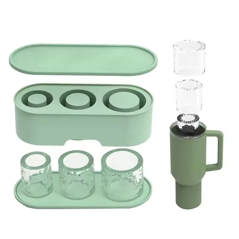 New Amazon 3 Hollow Cylinder Ice Cube Tray with Lid For Beer Tumbler Cup Accessories