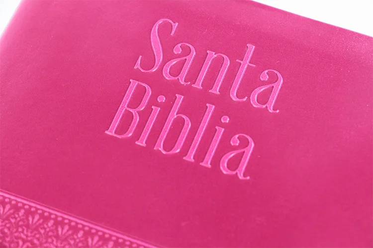 Santa biblia Reina Valera 1960 bible printing service customized PU leather spanish bible with gold edges