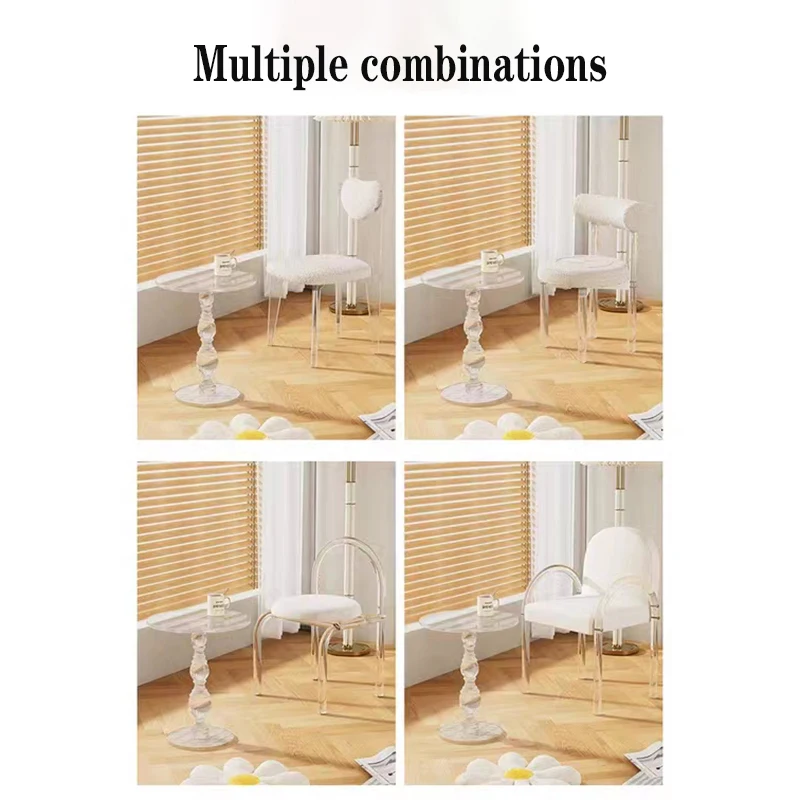 Full Clear Acrylic Coffee Table Classic Round Carved Plexiglass Side Table Traditional Acrylic Furniture