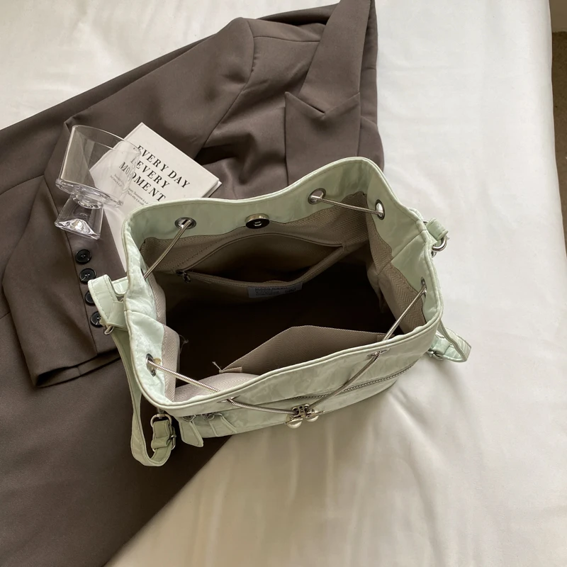 High-end stylish women's backpack 2024 new all-match backpack tote bag multi-purpose shoulder bucket bag