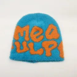 Шапка-шапочка на заказ с логотипом от производителя мохер атласной подкладкой без манжеты mea culpa