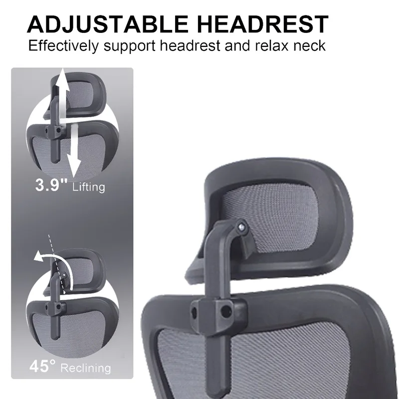 Modern Commercial Manager Chairs Lumbar Support Back Swivel Head Ergonomic Arm Rest Mesh Chair With Headrest