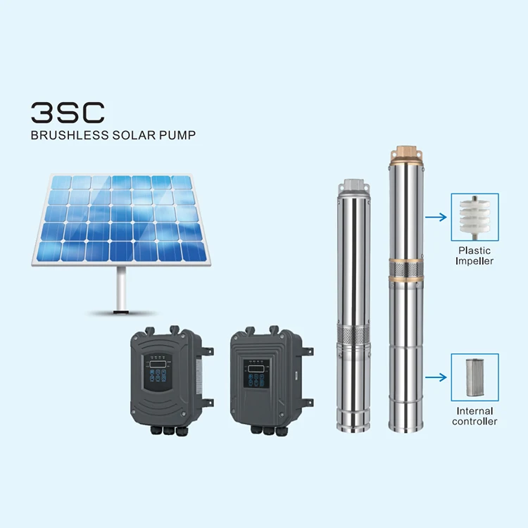 RIDA 3HP 5HP 24V - 220V Brushless Motor Solar Water Deep Well Pump Set with Panels Solar and Built Controller