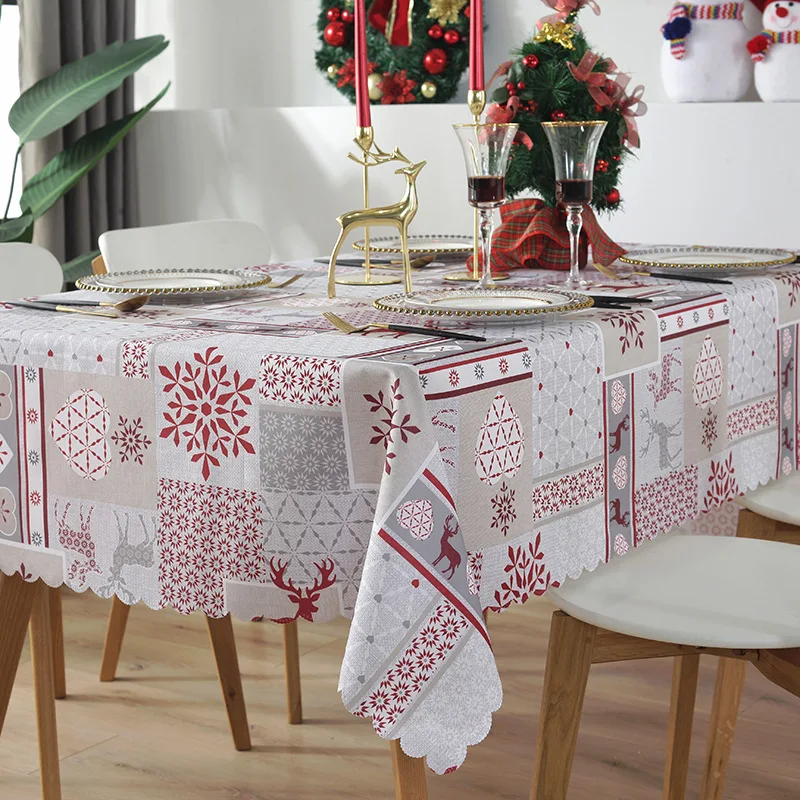 Christmas table cover polyester waterproof table cloth Christmas custom Modern design Printed polyester table cloth