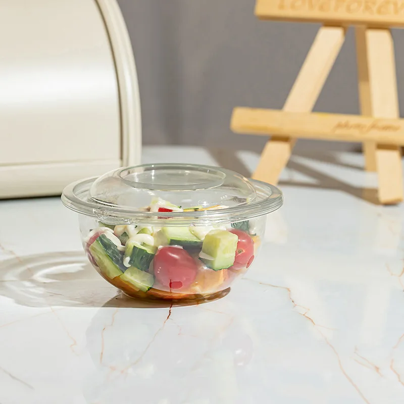 32oz Clear Disposable Fruit Ice Cream PET Plastic Dessert Salad Packing Bowl with lid